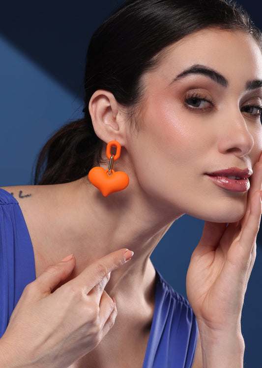 ORANGE HEART EARRINGS
