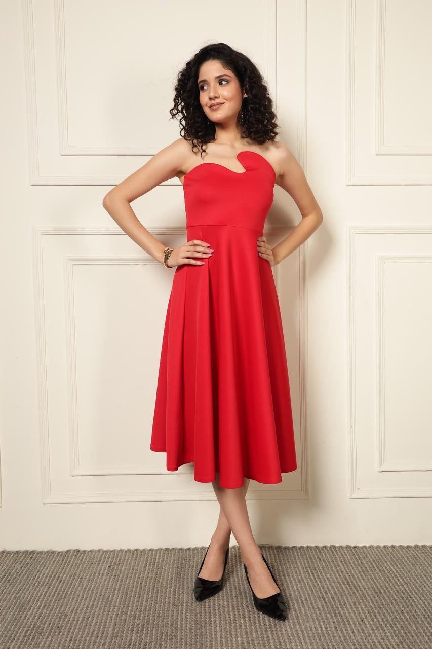 RED LONG LIYA MIDI DRESS