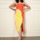 SUNFLARE LUXE STRAPLESS COLORBLOCK DRESS