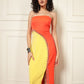 SUNFLARE LUXE STRAPLESS COLORBLOCK DRESS