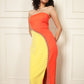 SUNFLARE LUXE STRAPLESS COLORBLOCK DRESS