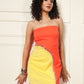 SUNFLARE LUXE STRAPLESS COLORBLOCK DRESS