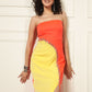 SUNFLARE LUXE STRAPLESS COLORBLOCK DRESS