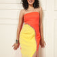 SUNFLARE LUXE STRAPLESS COLORBLOCK DRESS