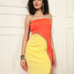SUNFLARE LUXE STRAPLESS COLORBLOCK DRESS