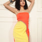 SUNFLARE LUXE STRAPLESS COLORBLOCK DRESS