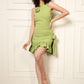 RIBBED ROSE PLEATED DRESS