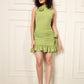 RIBBED ROSE PLEATED DRESS
