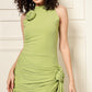 RIBBED ROSE PLEATED DRESS