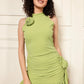 RIBBED ROSE PLEATED DRESS