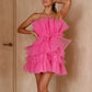 HOT PINK ORGANZA MINI DRESS