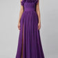 RUFFLED SLIP EVENING DRESS GOWN