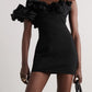 DUNA RUFFLED BLACK MINI DRESS