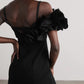 DUNA RUFFLED BLACK MINI DRESS