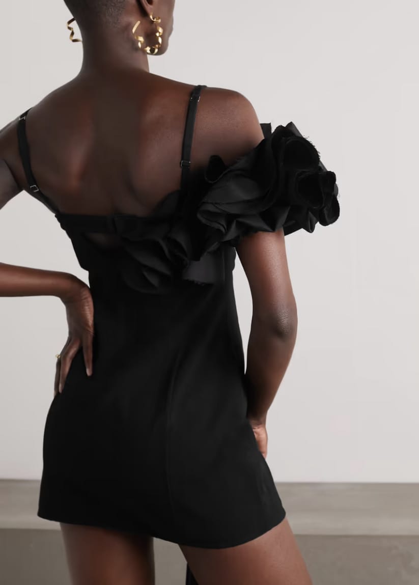 DUNA RUFFLED BLACK MINI DRESS