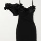 DUNA RUFFLED BLACK MINI DRESS