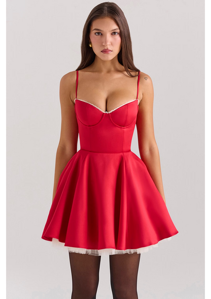 BURGUNDY VELVET MINI DRESS