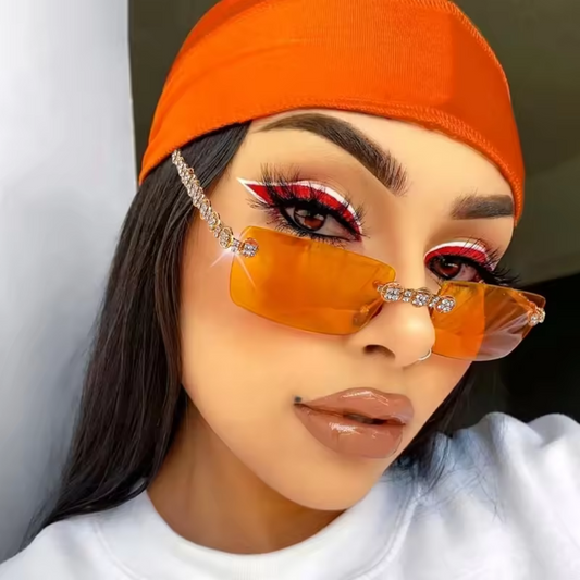 ORANGE PUNK DESIGNER RECTANGULAR SUNGLASSES