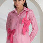 PINK STRIPES PINK BOW SHIRT