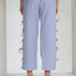 BLUE STRIPED SLIT TIE KNOT PANTS
