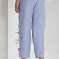 BLUE STRIPED SLIT TIE KNOT PANTS