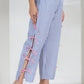 BLUE STRIPED SLIT TIE KNOT PANTS