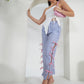BLUE STRIPED SLIT TIE KNOT PANTS