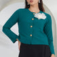 EMERALD GREEN 3-D FLOWER TOP