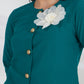 EMERALD GREEN 3-D FLOWER TOP