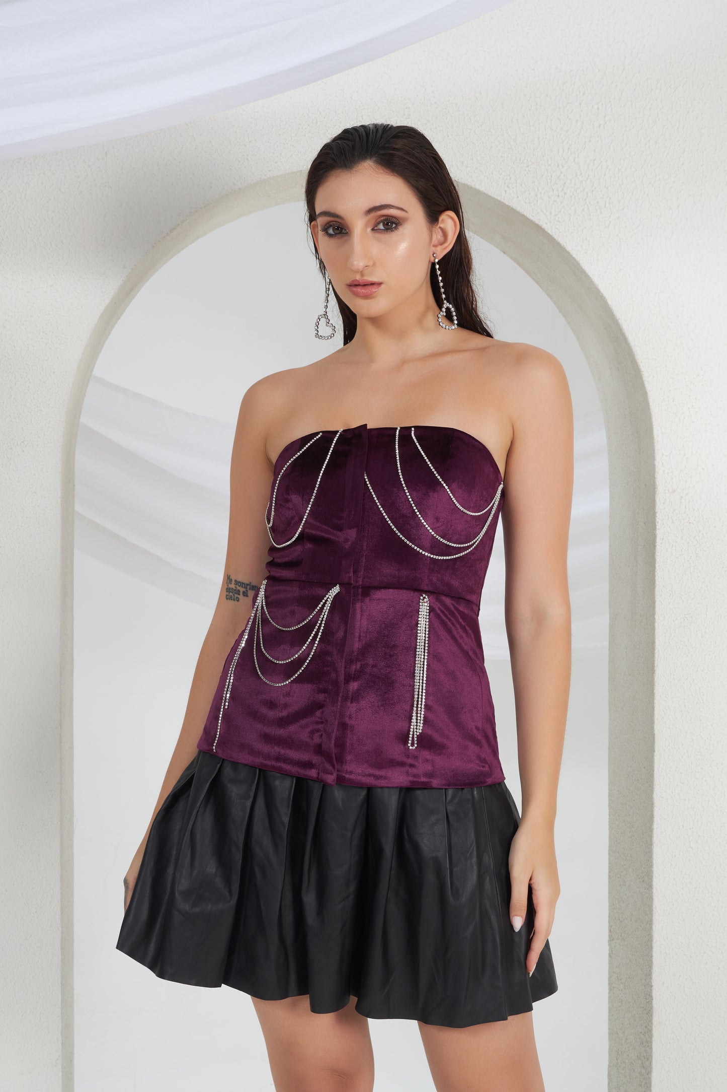 DIAMOND DECOR VOILET VELVET TOP