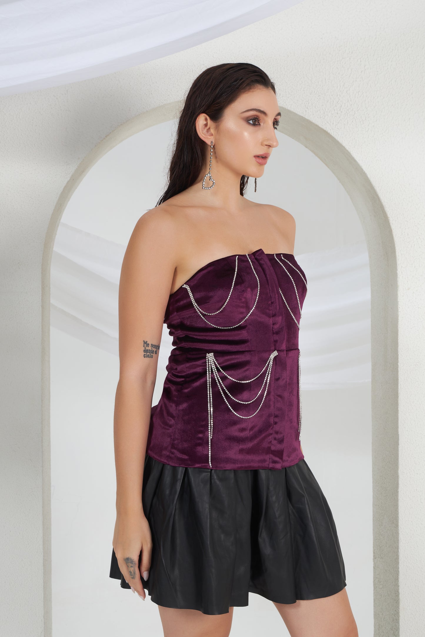 DIAMOND DECOR VOILET VELVET TOP