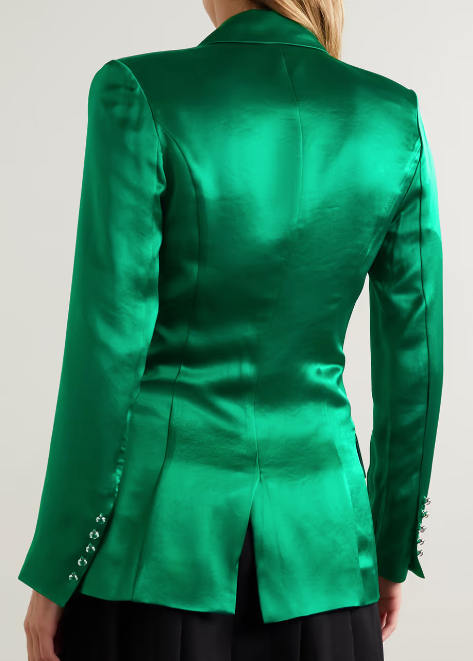 EMERALD GREEN BLAZER SATIN DRESS