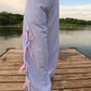 BLUE STRIPED SLIT TIE KNOT PANTS