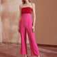 TWO TONE FLARE LEG TUBE JUMPSUIT