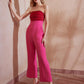 TWO TONE FLARE LEG TUBE JUMPSUIT