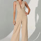 BEIGE DEEPNECK JUMPSUIT