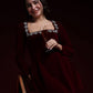 CAMILLE VELVET SQUARE EMBROIDERED NECK DRESS