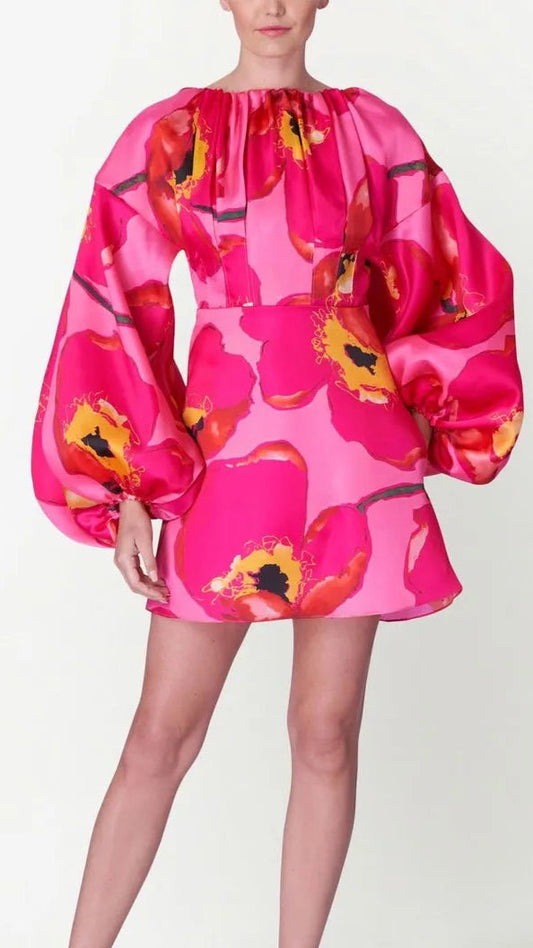 PINK FLORAL BALLOON DRESS