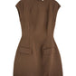 BROWN CREPE MINI DRESS