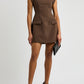 BROWN CREPE MINI DRESS