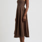 STRAPLESS BROWN MIDI DRESS