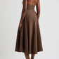 STRAPLESS BROWN MIDI DRESS