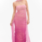 BLUSH AURA RUCHED MESH MAXI DRESS