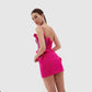 HEART RUFFLE FUCHSIA RUFFLE MINI DRESS