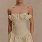 CREAM FRILL COTTON MINI DRESS