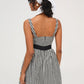 GINGHAM PRINT LACE DETAIL MINI DRESS