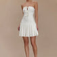 BOX PLEATE WHITE MINI DRESS