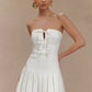 BOX PLEATE WHITE MINI DRESS
