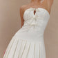 BOX PLEATE WHITE MINI DRESS