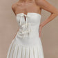 BOX PLEATE WHITE MINI DRESS
